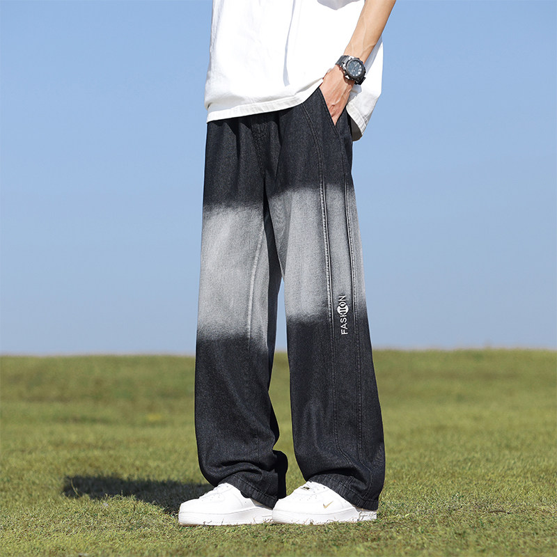 2024春季牛仔裤男士长裤宽松大码直筒裤潮流撞色A155-JYFK24-TP57,男装牛仔裤,电商A155