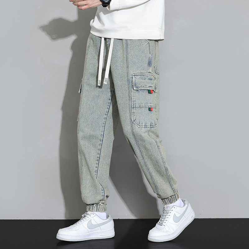 男士工装牛仔裤青少年运动休闲裤潮流宽松束脚裤A155-DDK23-TP56,男装牛仔裤,电商A155