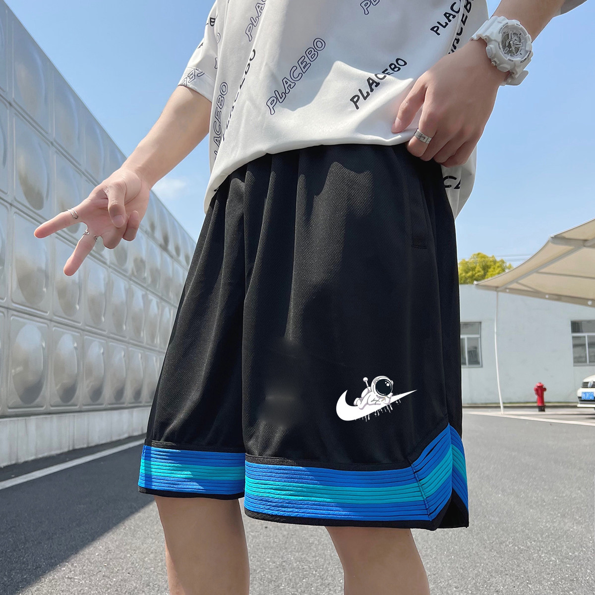 2024夏季冰丝短裤男士五分裤宽松大码港风休闲速干A155-K2304-P25,男装休闲裤,电商A155
