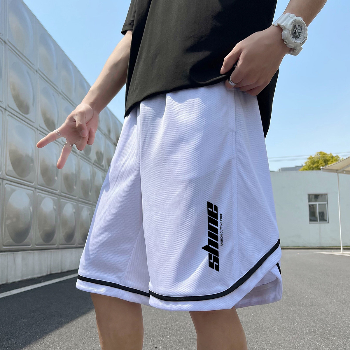 2024夏季冰丝短裤男士五分裤宽松大码港风休闲速干A155-K2218-P25,男装休闲裤,电商A155