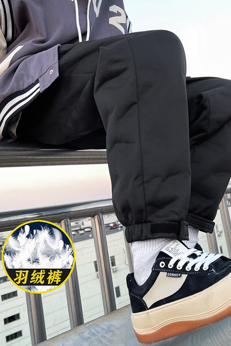 2023冬青少年羽绒裤男士休闲裤纯色潮流运动裤子A155-YRK01-TP90,男装棉裤,电商A155