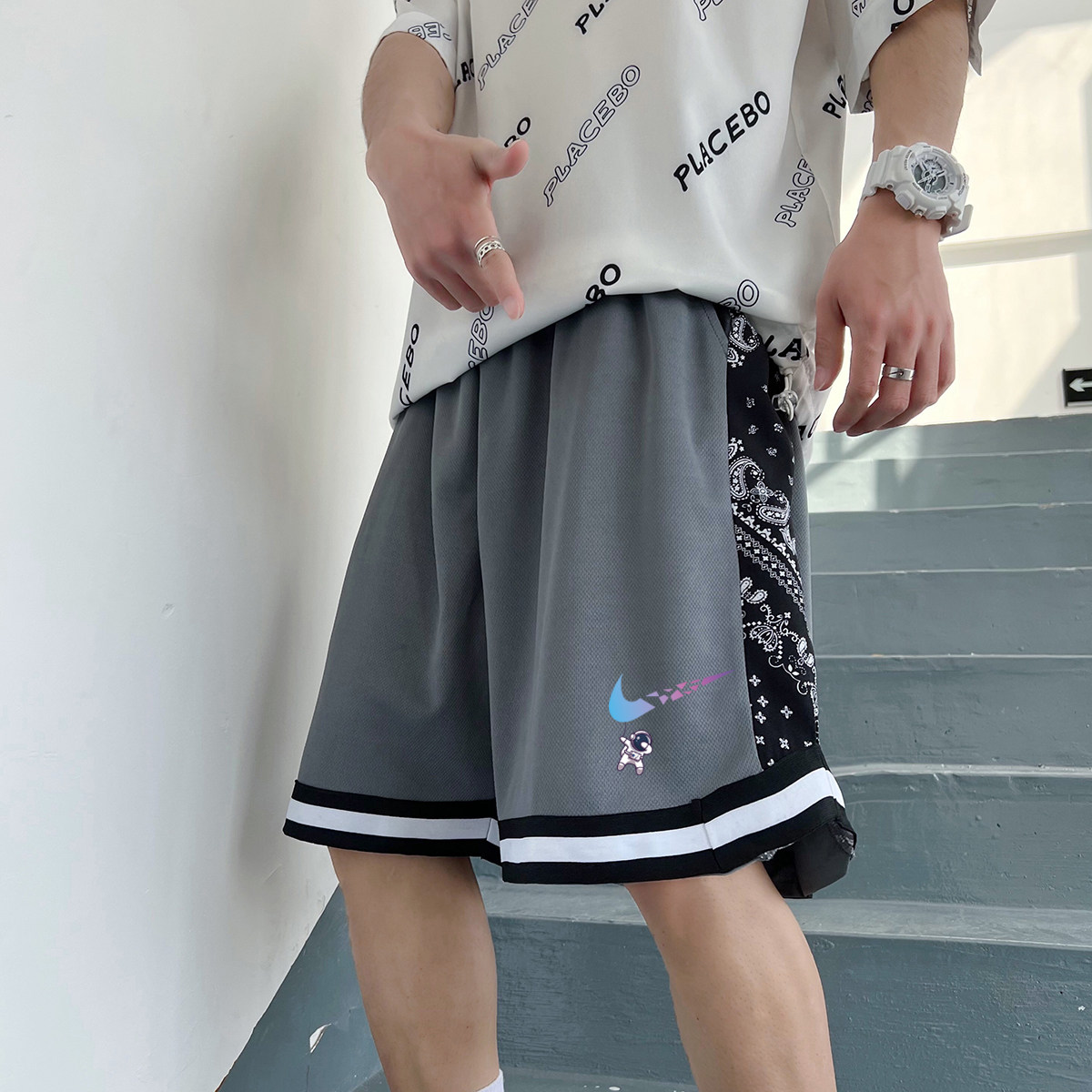 2024春夏休闲短裤男冰丝轻薄速干篮球裤宽松五分裤A155-K875-P25,男装休闲裤,电商A155