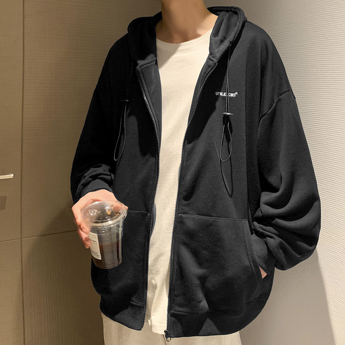 2023秋季青少年外套男宽松大码潮流开衫卫衣连帽A155-W801-TP50,男装卫衣,电商A155