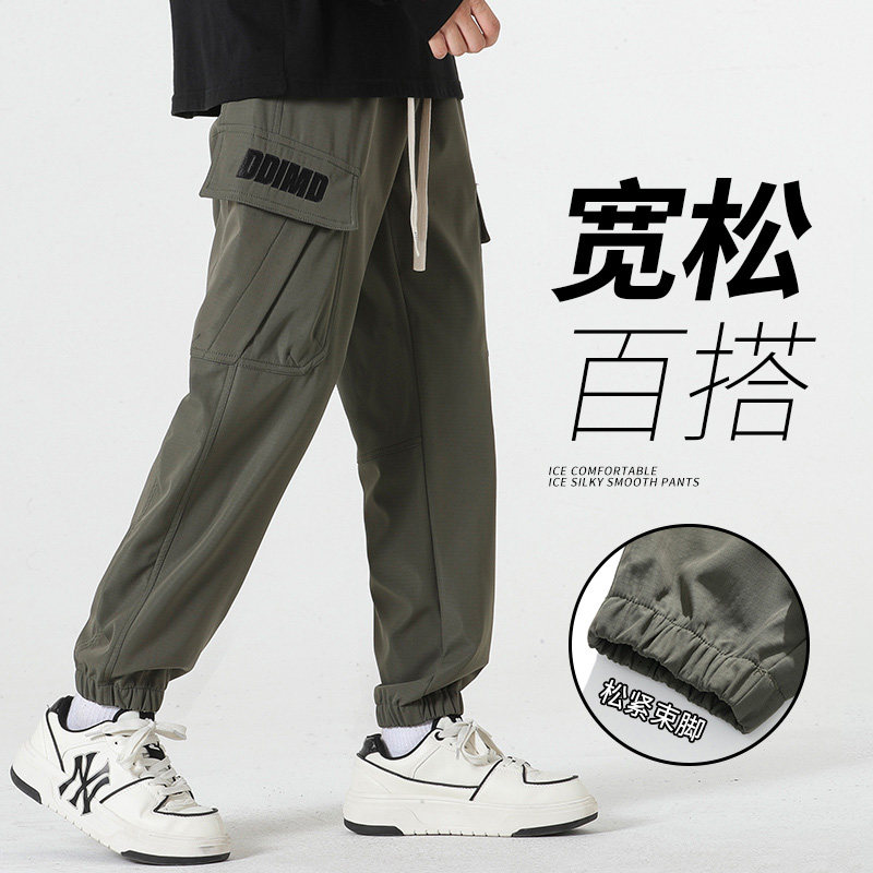 工装裤男秋冬加绒多口袋休闲长裤子男潮A110-DDK24-TP48加绒P56,男装休闲裤,电商A155