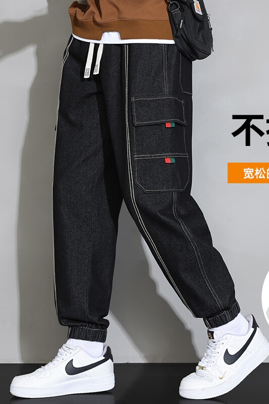 男士工装牛仔裤青少年运动休闲裤潮流宽松束脚裤A155-DDK23-TP56,男装牛仔裤,电商A155
