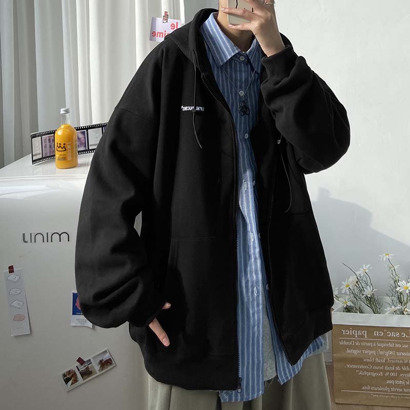 2023秋季外套男宽松大码开衫连帽上衣青少年卫衣潮A110-W801-TP50,男装卫衣,电商A155