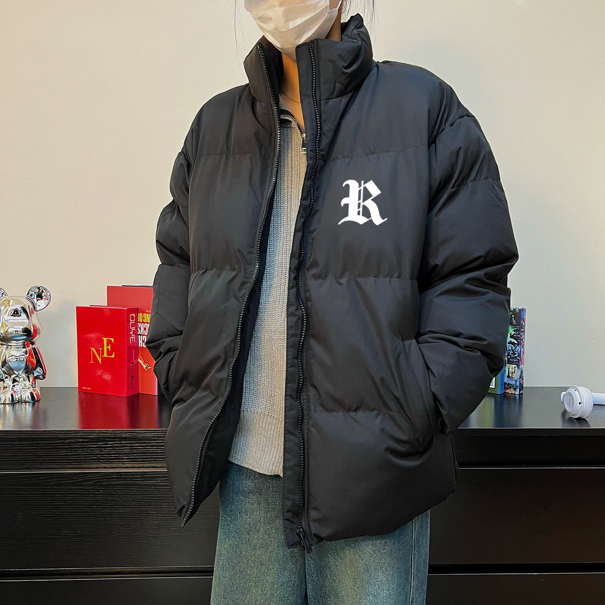 2024秋冬棉服男宽松大码休闲潮流情侣棉衣外套简约A155-MM08-TP48,男装棉衣,电商A155