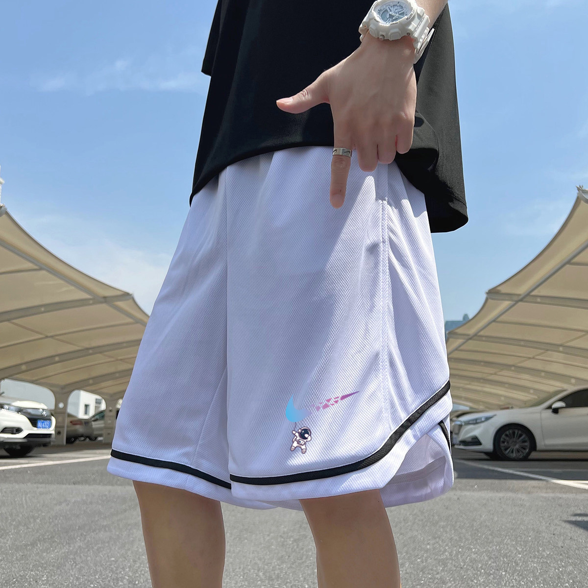 2024夏季冰丝短裤男士五分裤宽松大码港风休闲速干A155-K2280-P25,男装休闲裤,电商A155