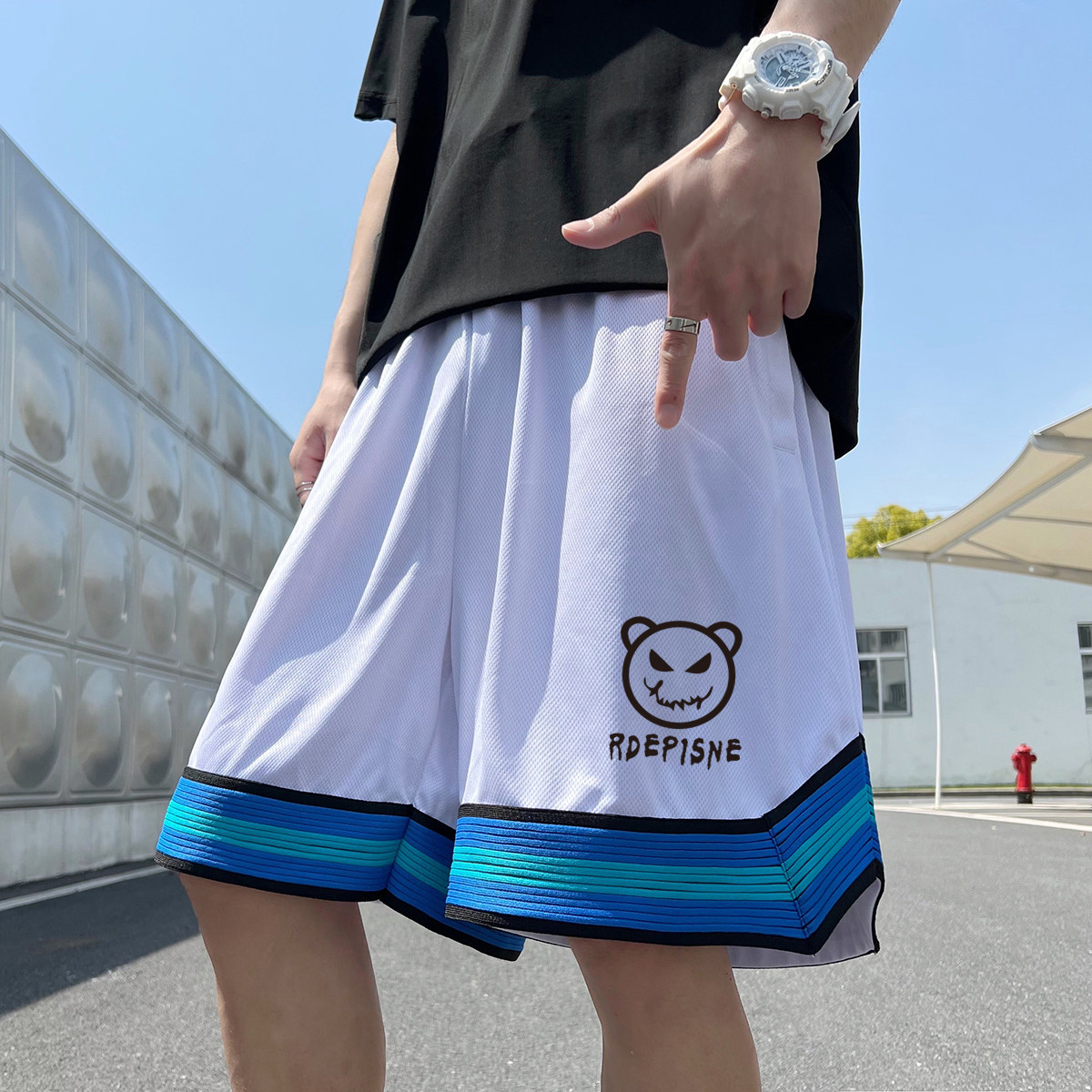 2024夏季冰丝短裤男士五分裤宽松大码港风休闲速干A155-K2315-P25,男装休闲裤,电商A155