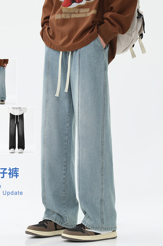 牛仔裤男宽松直筒休闲长裤潮牌大码休闲裤子潮简约A155-QK02-TP47,男装牛仔裤,电商A155