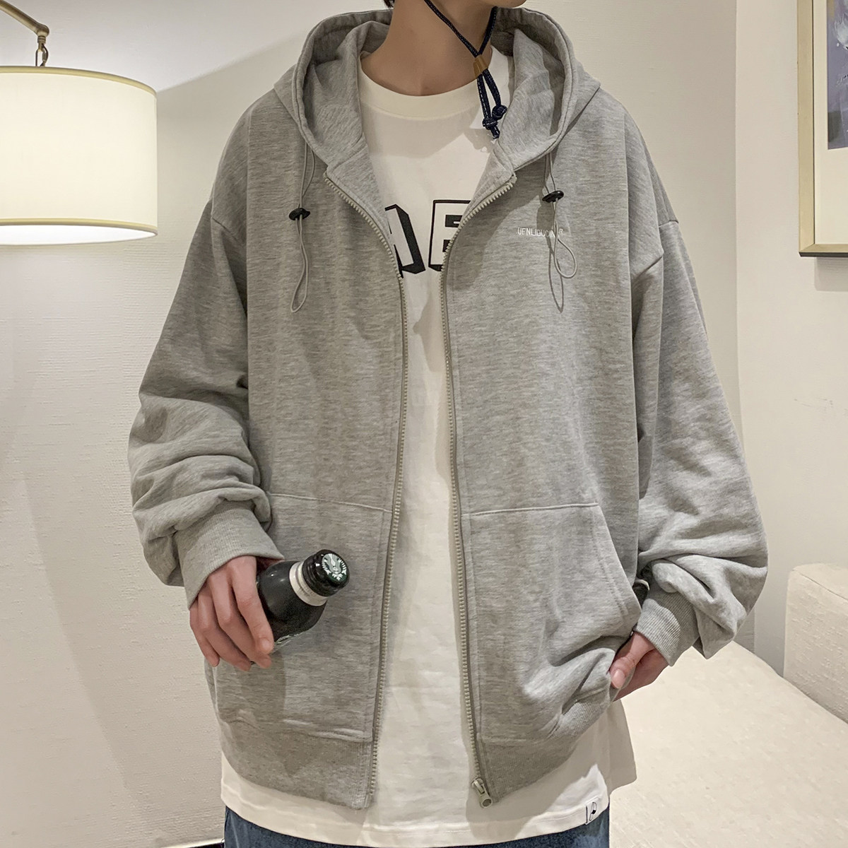 2023秋季青少年外套男宽松大码潮流开衫卫衣连帽A155-W801-TP50,男装卫衣,电商A155