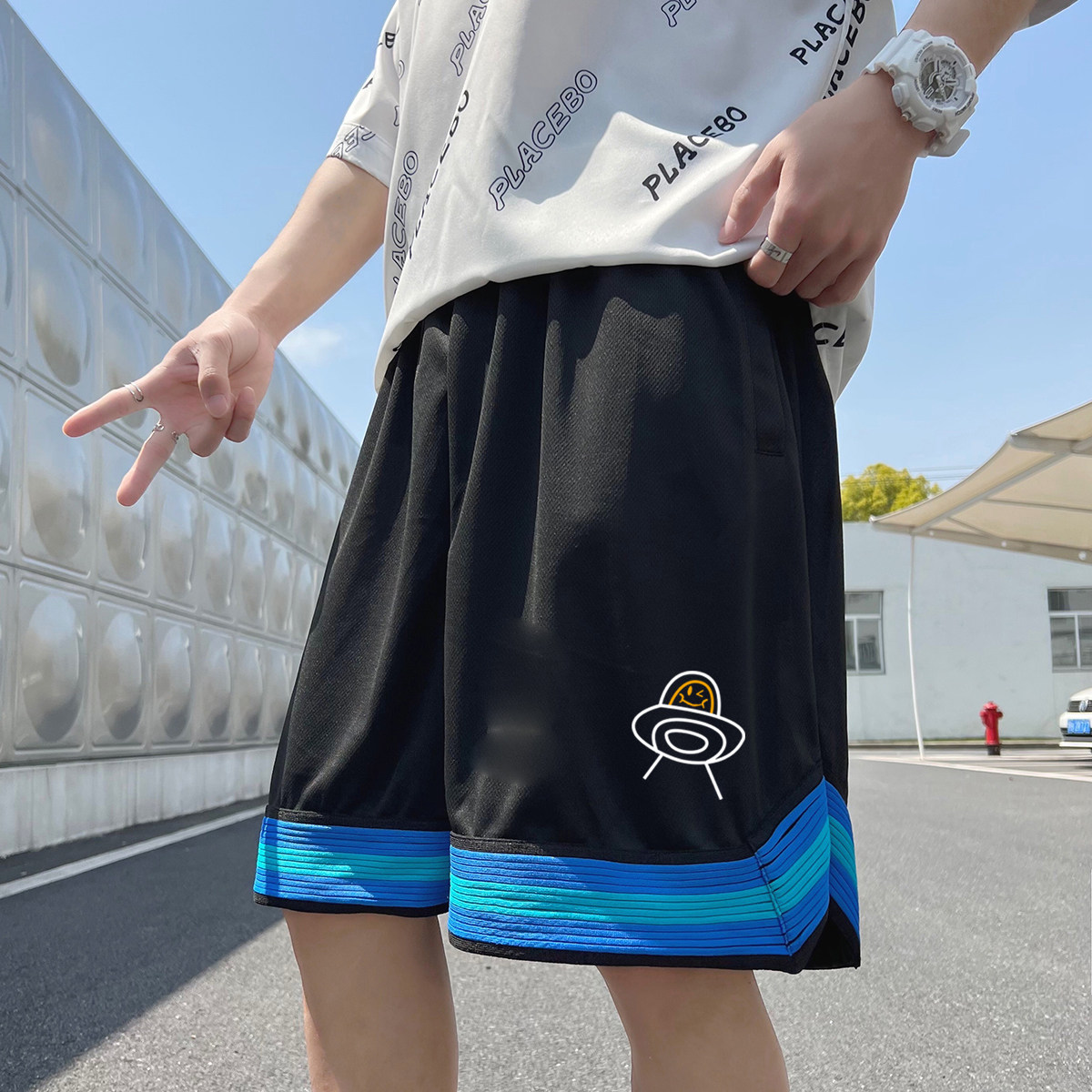 2024夏季冰丝短裤男士五分裤宽松大码港风休闲速干A155-K2308-P25,男装休闲裤,电商A155