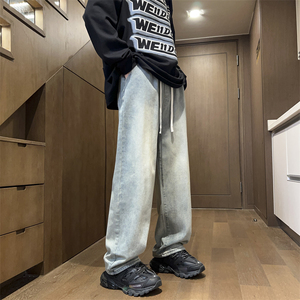 高街美式休闲水洗复古做旧牛仔裤男宽松直筒长裤 A155-QK22-TP50图片