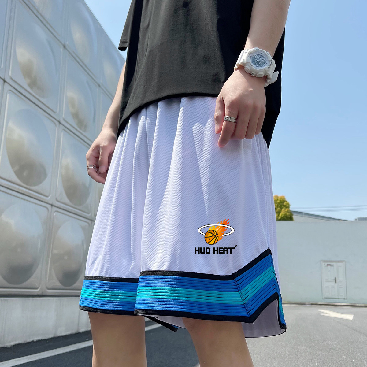 2024夏季冰丝短裤男士五分裤宽松大码港风休闲速干A155-K2313-P25,男装休闲裤,电商A155