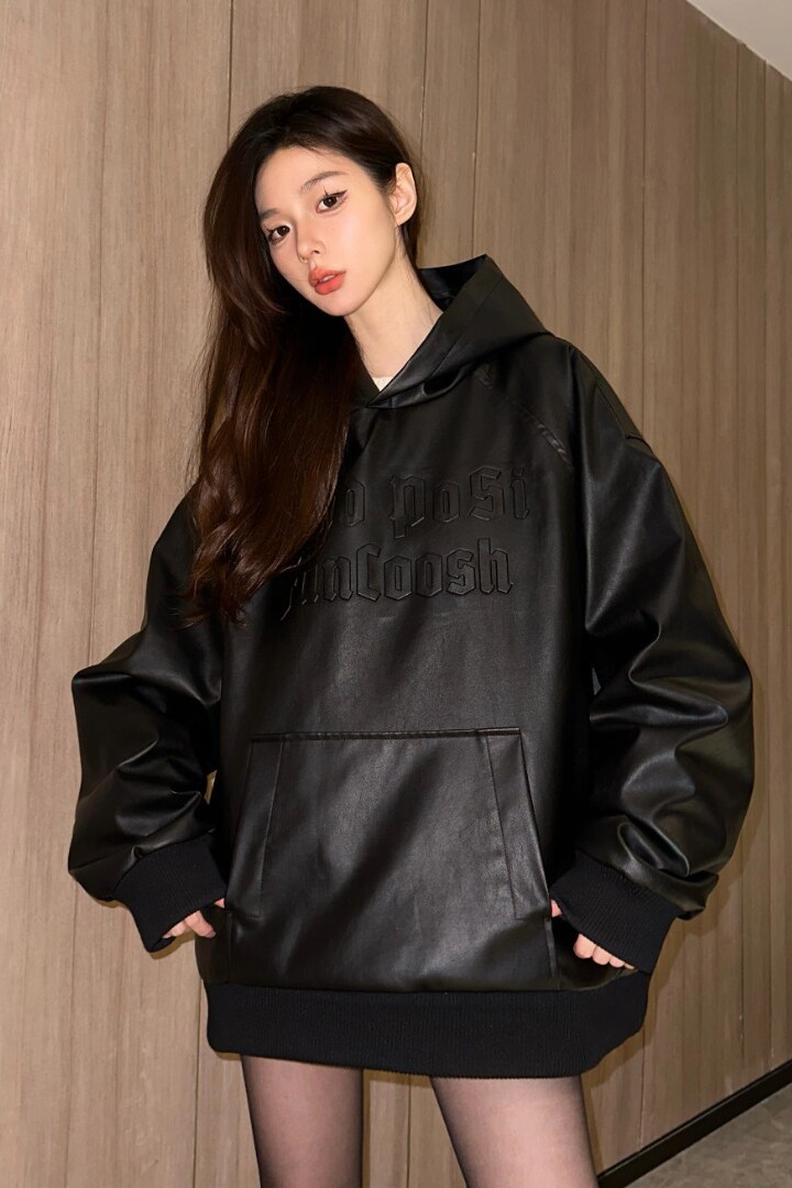 抖音品质2024春美式复古皮衣外套PU皮夹克情侣卫衣A155-PY01-TP60,男装夹克,电商A155
