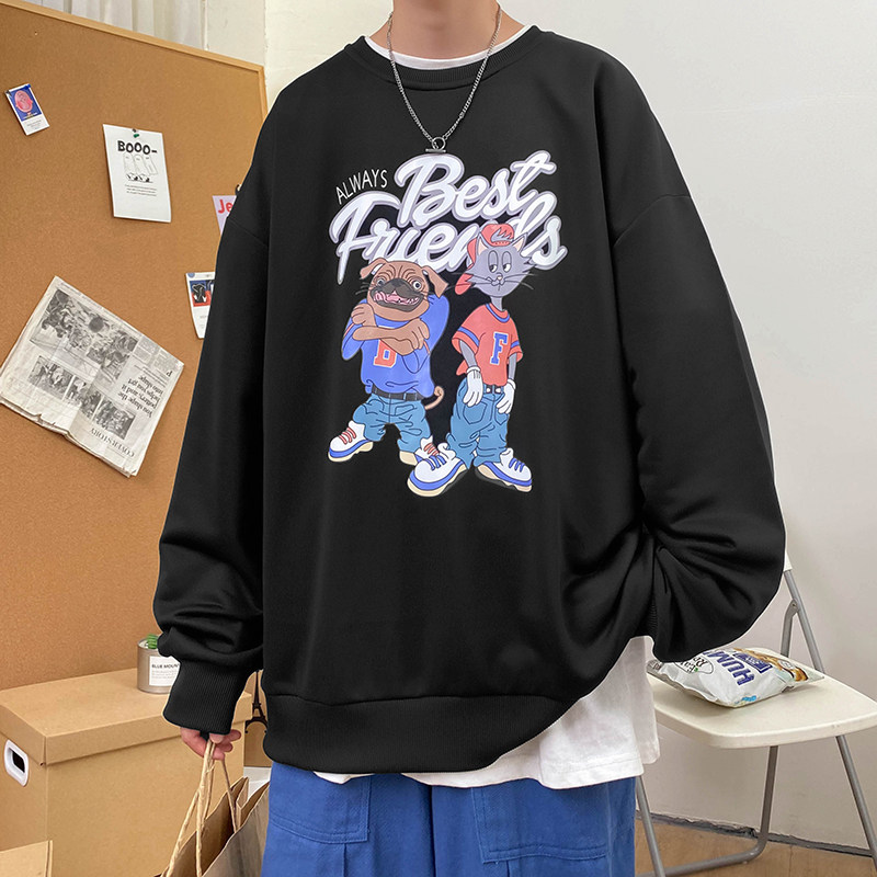 2024秋季卫衣男宽松大码潮流休闲套头上衣情侣卫衣A155-W510-P35,男装卫衣,电商A155