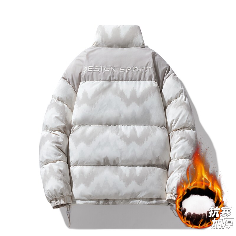 冬季雪山图案绣花立领棉衣情侣款加厚男棉衣A155-JKM01-TP80,男装棉衣,电商A155
