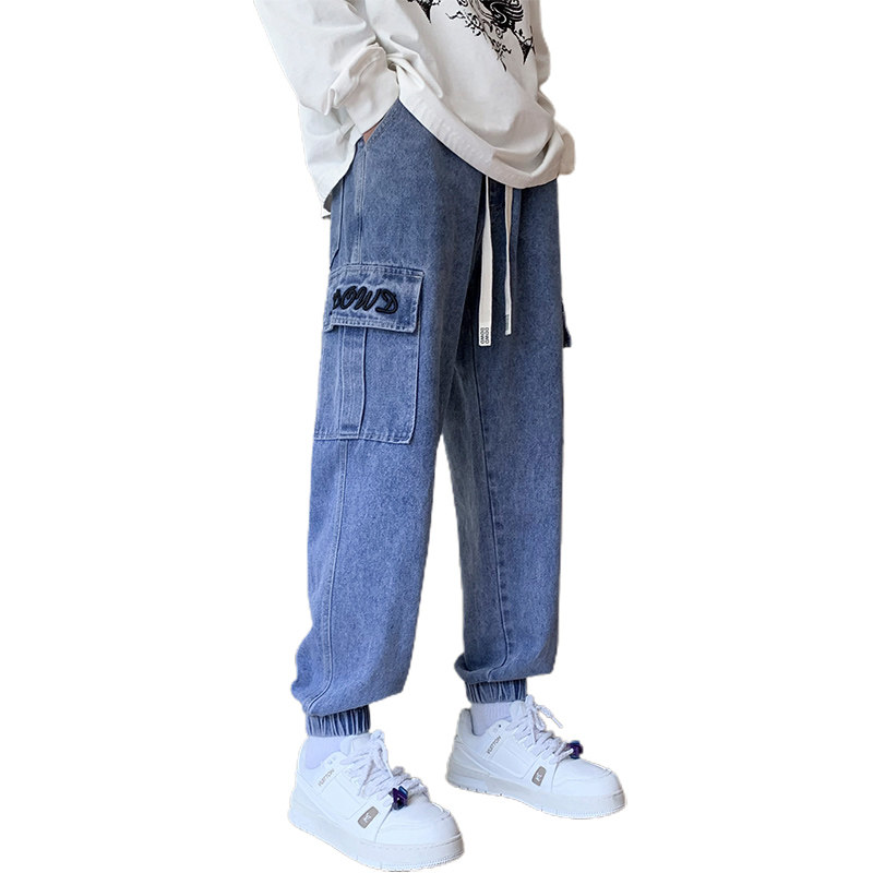 男士工装牛仔裤青少年运动休闲裤潮流宽松束脚裤A155-DDK22-TP56,男装牛仔裤,电商A155