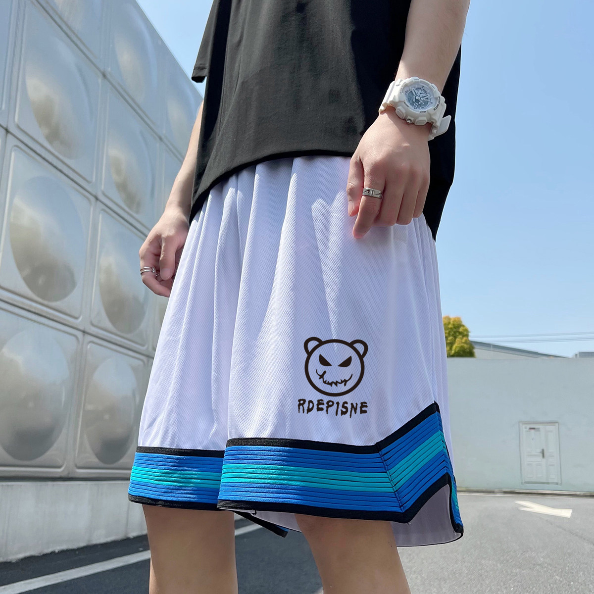 2024夏季冰丝短裤男士五分裤宽松大码港风休闲速干A155-K2315-P25,男装休闲裤,电商A155