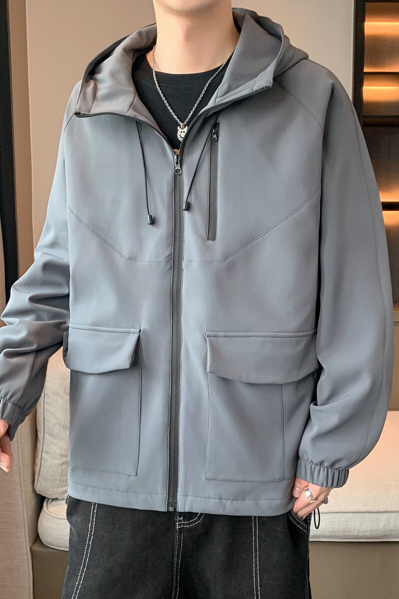 外套男2024秋季新款情侣夹克连帽运动拉链外套潮A155-MJK90-TP70,男装夹克,电商A155