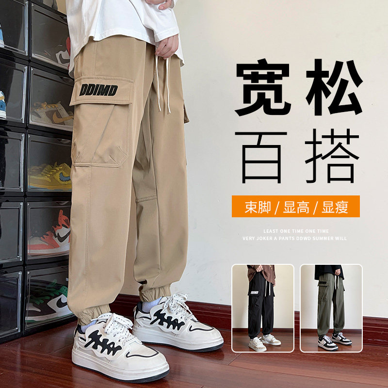 工装裤男秋冬加绒多口袋休闲长裤子男潮A155-DDK24-TP48加绒P56,男装休闲裤,电商A155