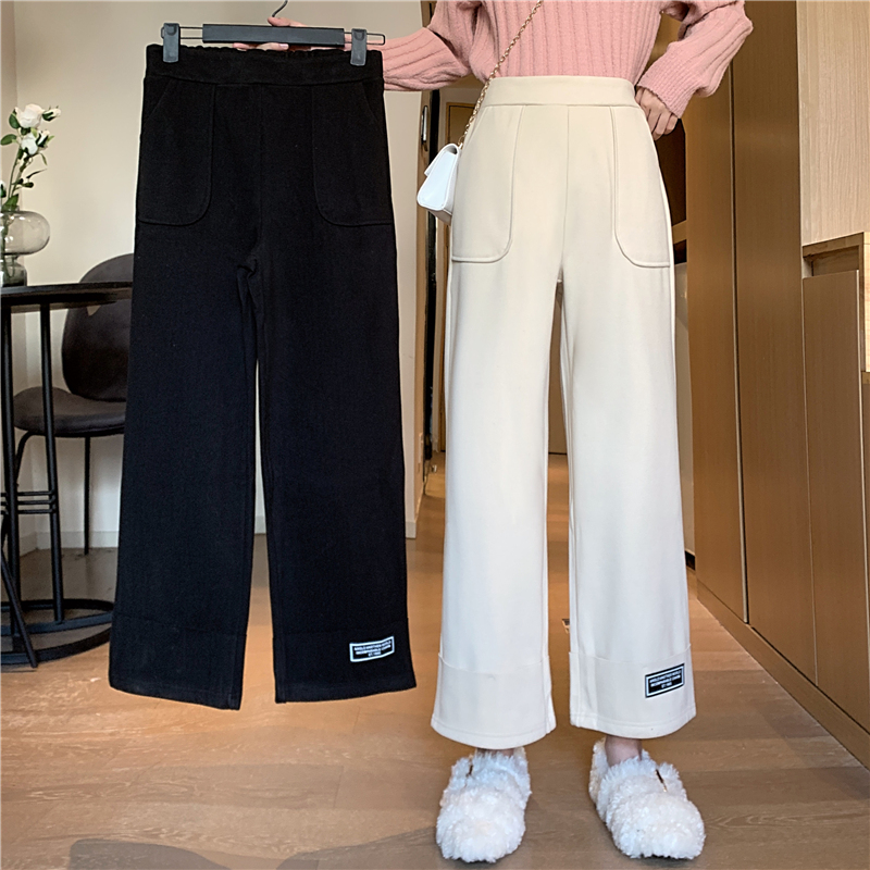 Women's autumn and winter new Korean vertical feeling high waist straight tube loose thickened casual pants trend