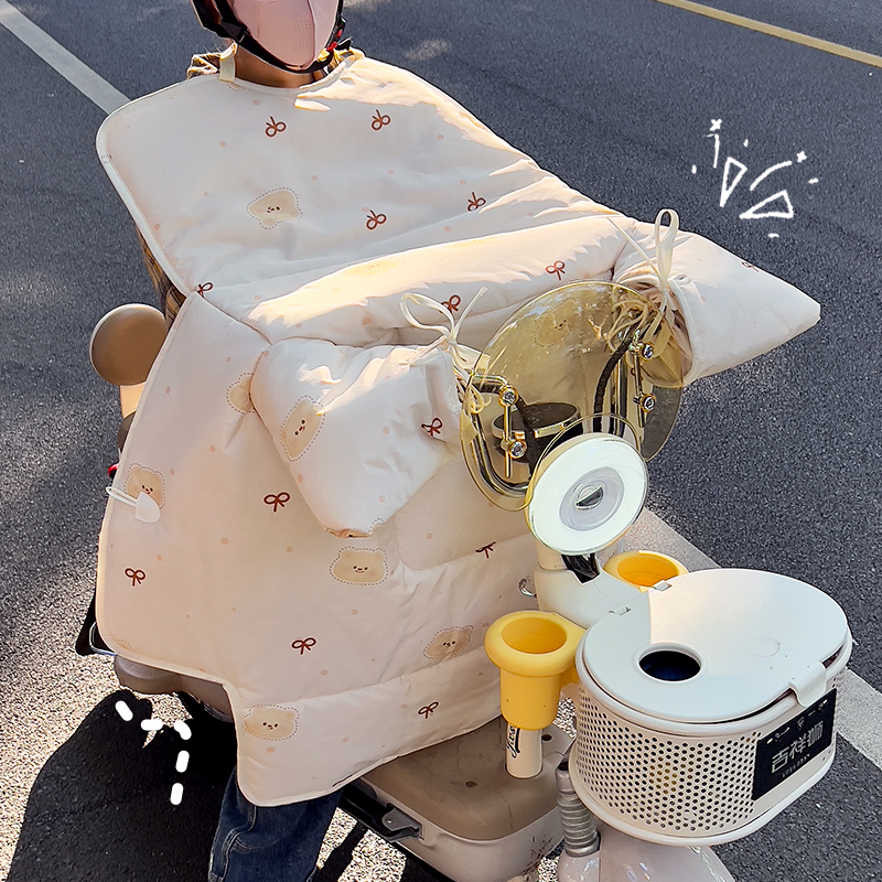 电动车挡风被可爱高颜值冬季加绒加厚摩托车2025新款双面防水防风