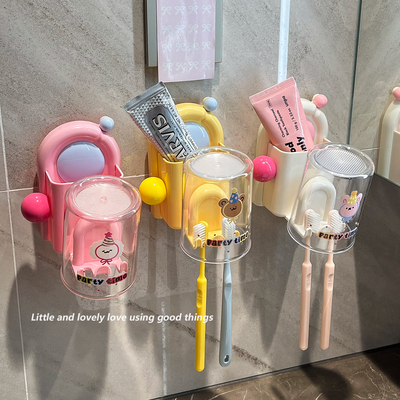吸盘牙刷牙膏置物架漱口杯
