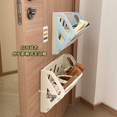 鞋柜收纳神器省空间门后置上墙放鞋子简易折叠挂壁式存放拖鞋鞋架