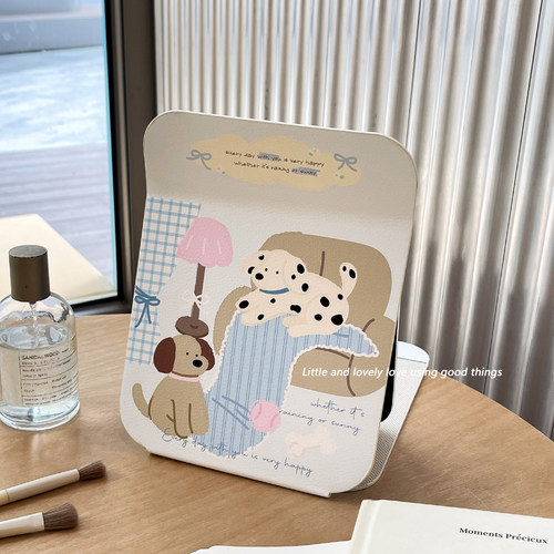 可爱折叠小镜子化妆镜学生宿舍办公室桌面台式可立随身便携梳妆台