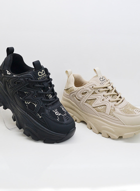 女鞋2023秋冬款真皮厚底老爹鞋休闲鞋运动鞋轻跑鞋81902C