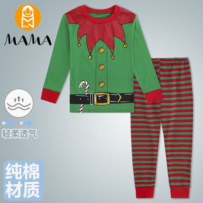 儿童圣诞节睡衣纯棉居家服欧美