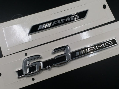 适用新款奔驰AMG车标 6.3AMG TURBO 4MATIC后尾标C叶子板侧标车贴