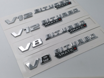 新款奔驰V8 V12 BITURBO4MATIC+车标双涡轮增压标标志改装侧标