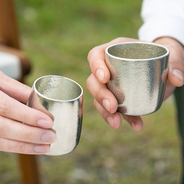 日本 能作 纯锡酒杯 啤酒杯 对杯 叠杯 两件套 套杯 可携带