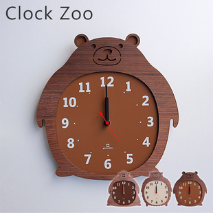 japan 日本制复古木纹面趣味动物造型儿童房挂表 yamato 日本代购