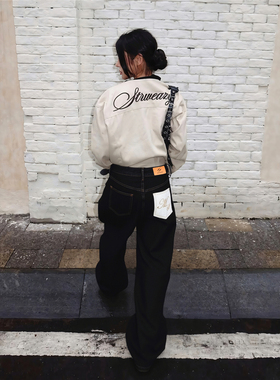 RuleByMe 马毛冈山原牛14.5盎司弯刀原色洗水做旧牛仔裤baggy长裤