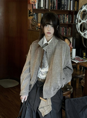 RBM 铜氨触感树纹肌理千鸟格内里cleanfit老钱哈灵顿短宽夹克外套