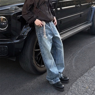 型牛仔裤 RuleByMe 牛王07雪花重工水洗做旧立体猫须手擦蜂窝A字版