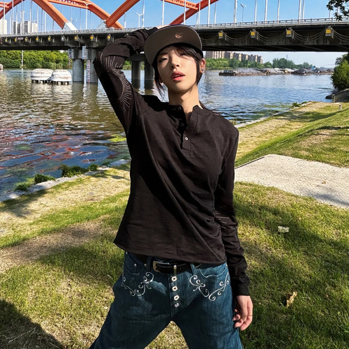 RBM亨利长袖柔软百搭显身材上衣