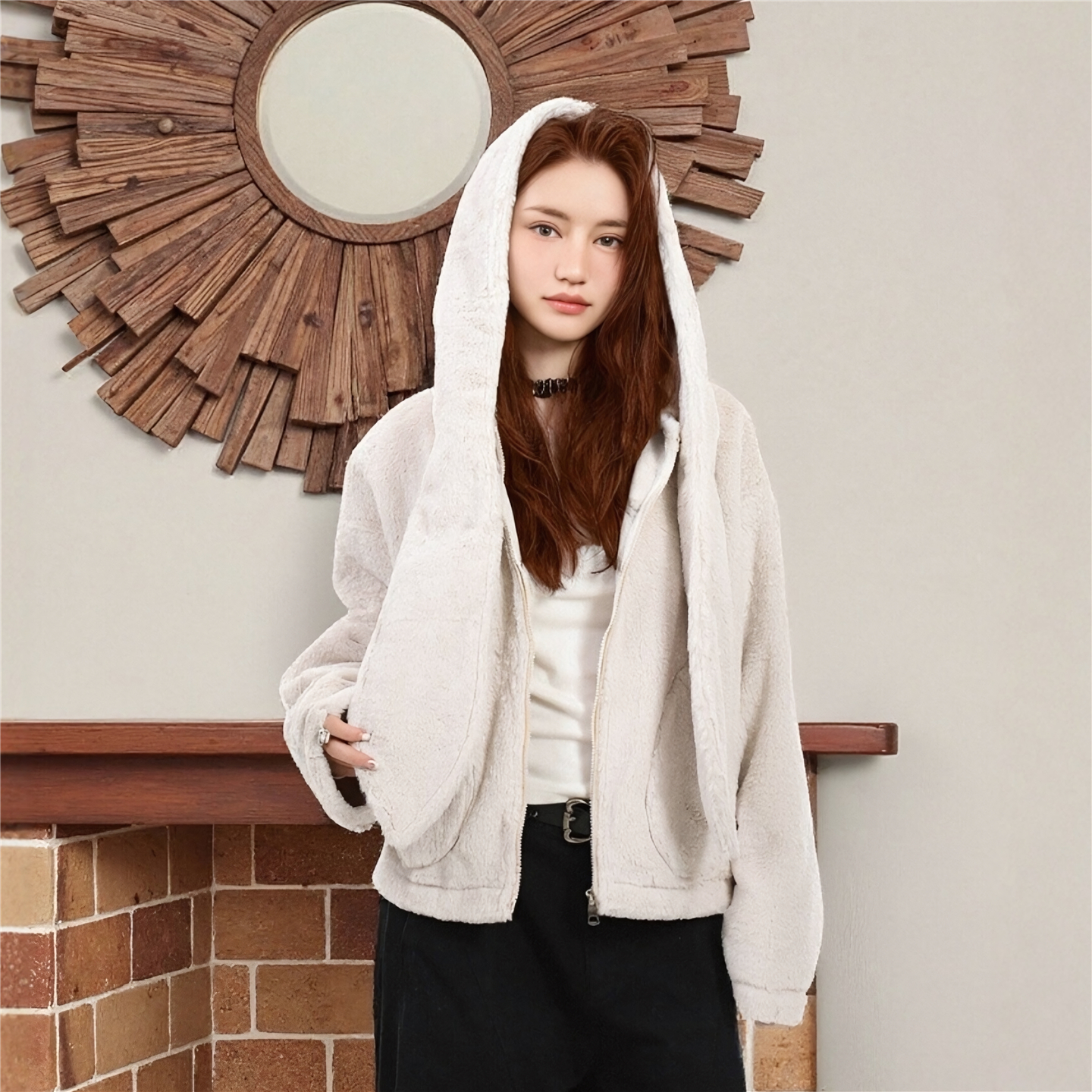 RBM复古设计感羊羔绒加厚外套