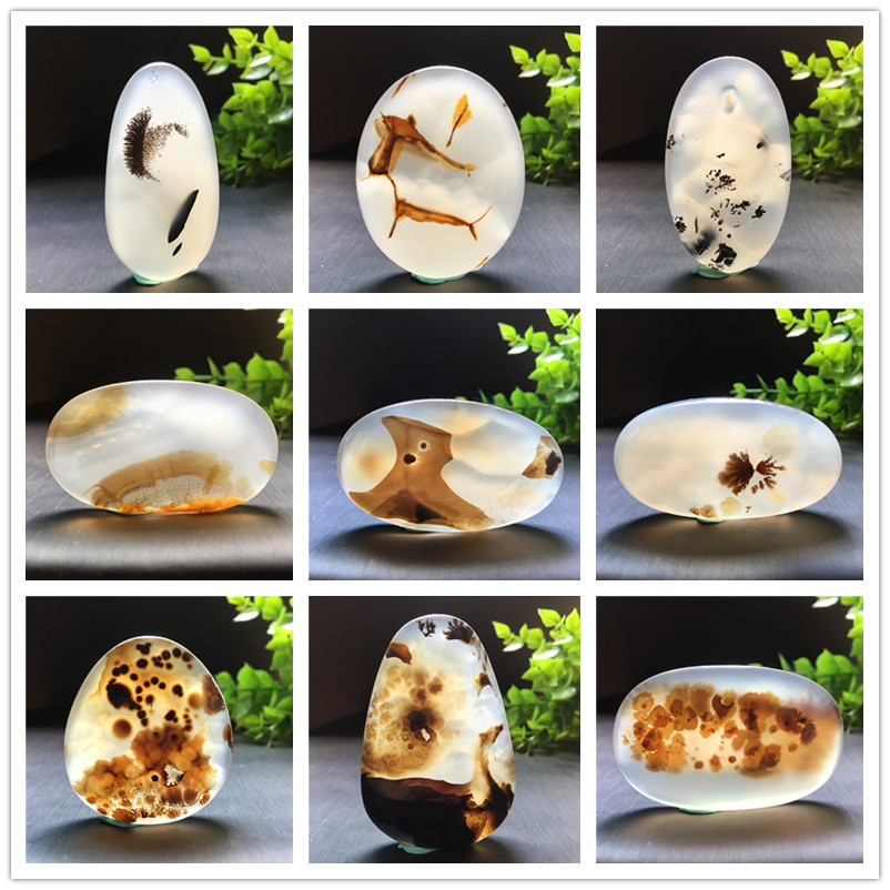 马料海洋玉髓吊坠方牌风景奇石草花玛瑙摆件一景物精品像形包邮M