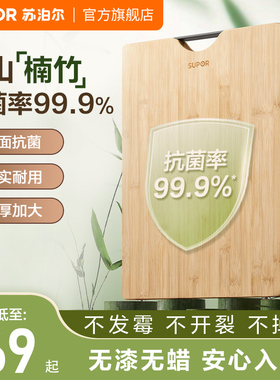 苏泊尔切菜板抗菌防霉小案板家用整竹砧板厨房竹粘板刀板双用砧板
