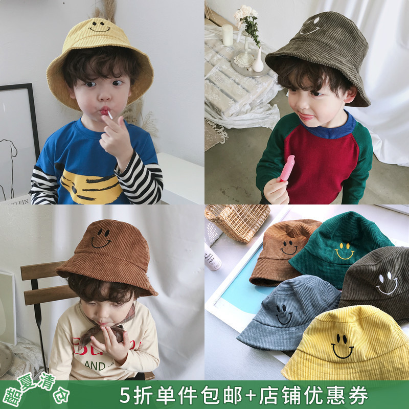源源家 秋季儿童灯芯绒帽子男女童宝宝百搭绣花笑脸盆帽韩版童帽|msdalam kategori Kanak-kanak/Bayi/Keluarga dipasang, Hat/Muffler/topeng/sarung tangan/alat penutup telinga/Jiaotao, Hat - dari Buy2taobao.com untuk memberikan perkhidmatan ejen Taobao profesional membeli
