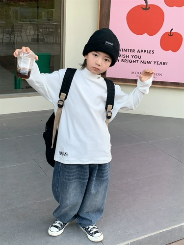 Детская футболка, зимний базовый приятный телу детский лонгслив для мальчиков, детская одежда, коллекция 2023, в западном стиле