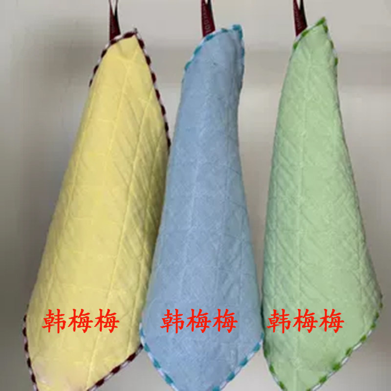 素6层纱布25*25厘米蓝黄绿3条绣红色名字