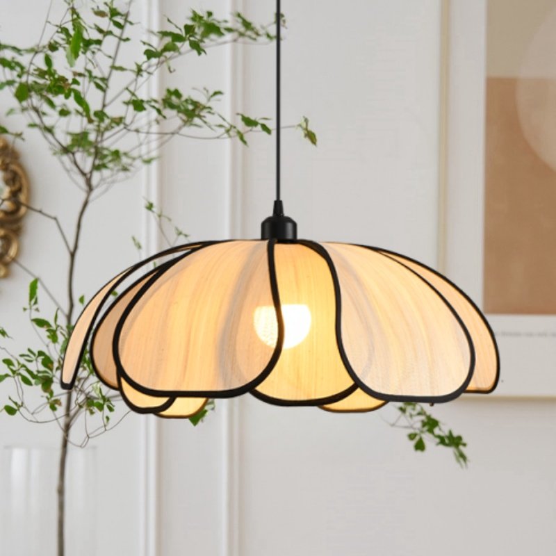 侘寂风卧室吊灯法式北欧餐厅客厅房间日式中古风艺术高级感花瓣灯