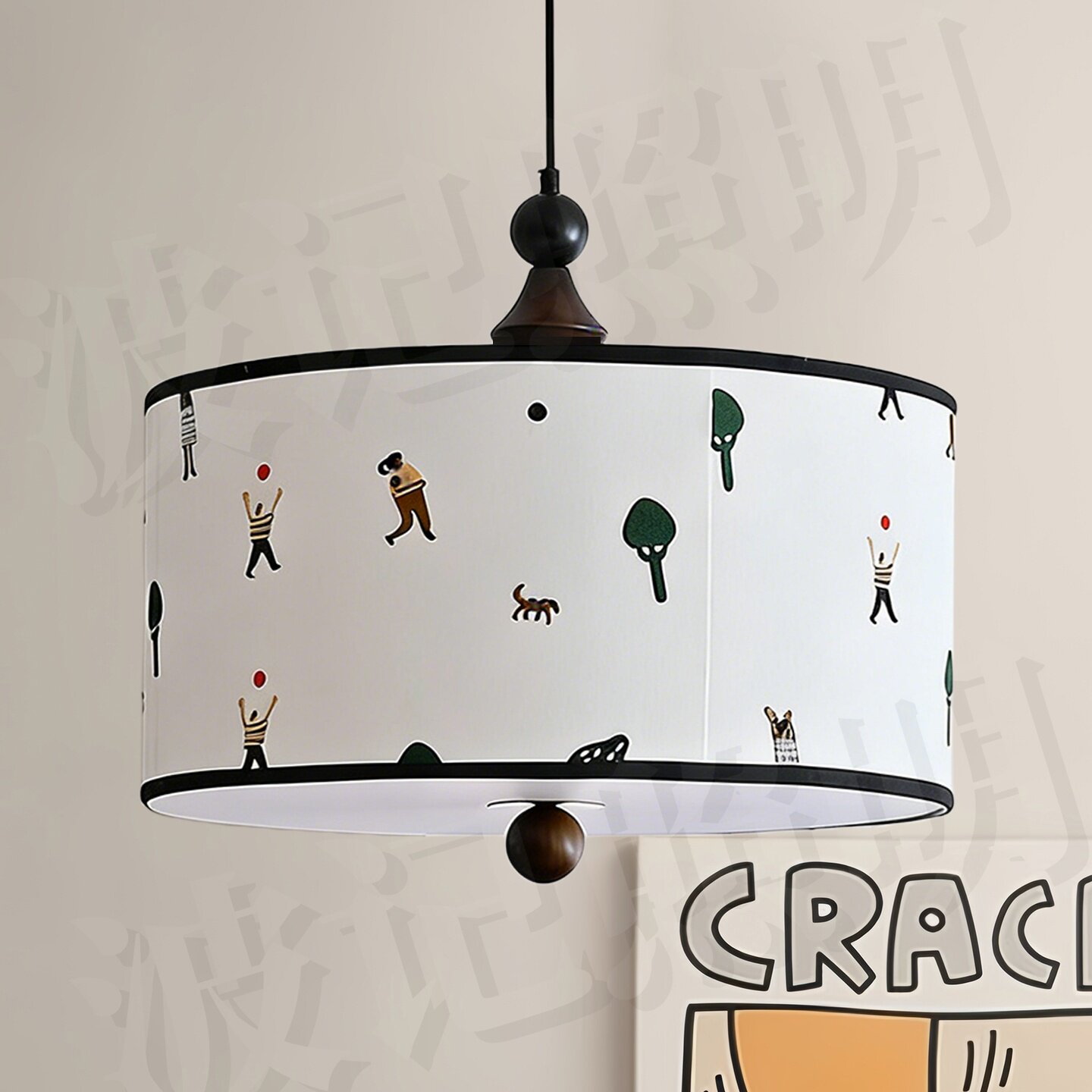 刺绣布艺吊灯家用卧室创意少女主卧灯温馨浪漫女孩奶油风儿童房灯