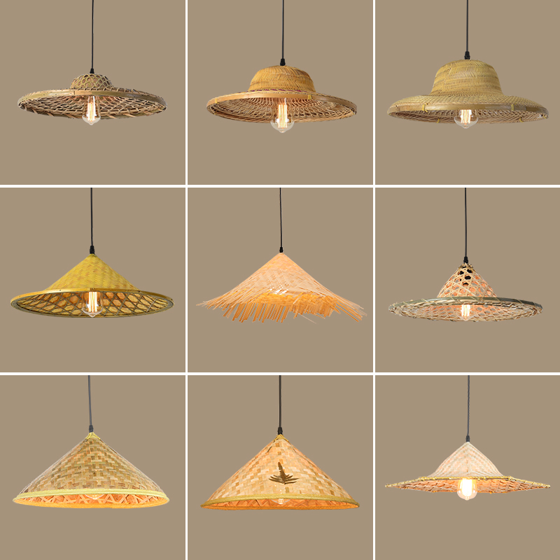 竹艺民宿禅意风餐厅中式竹编吊灯