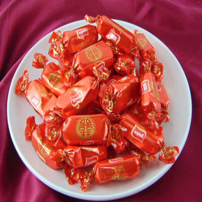 雅客红双喜太妃奶糖 休闲零食年货糖果 结婚喜糖满二斤包邮 500克